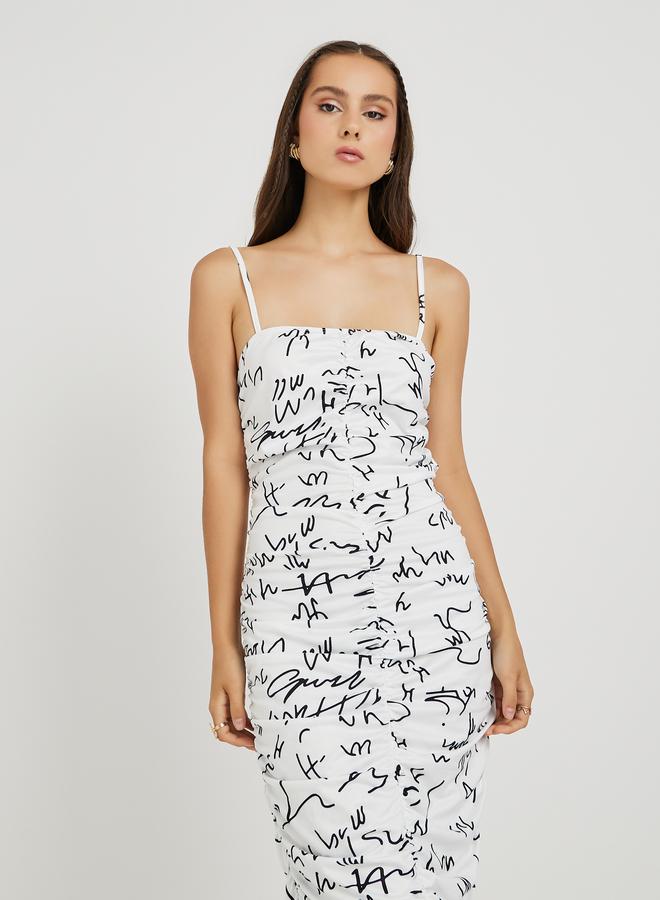 Take Two Printed Ruched Midi Dress  - Image 2