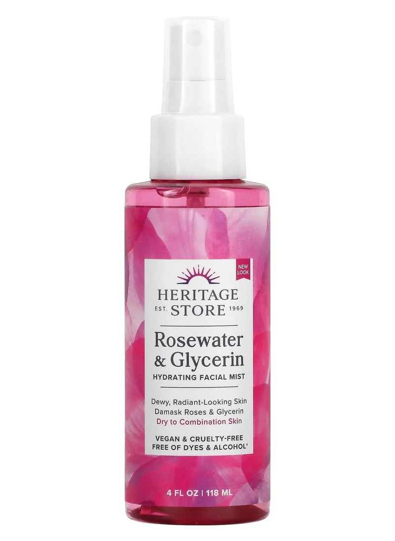 Heritage Store - Rosewater & Glycerin Hydrating Facial Mist  118 ml - Image 1
