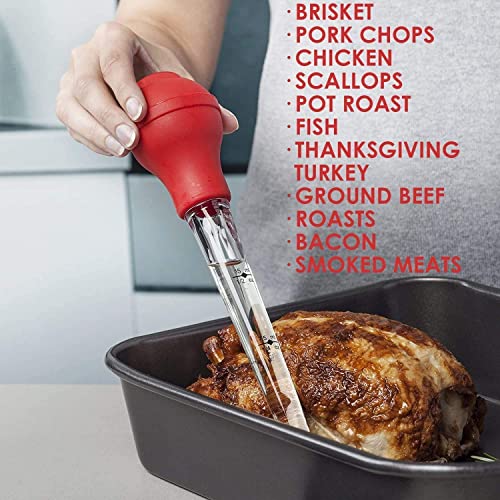 KAYCROWN Turkey Baster Commercial Grade Quality Silicone Bulb Including 2 Meat Marinade Injector Needles with Barbecue Basting Brush and Cleaning Brush for Easy Clean Up - Image 3