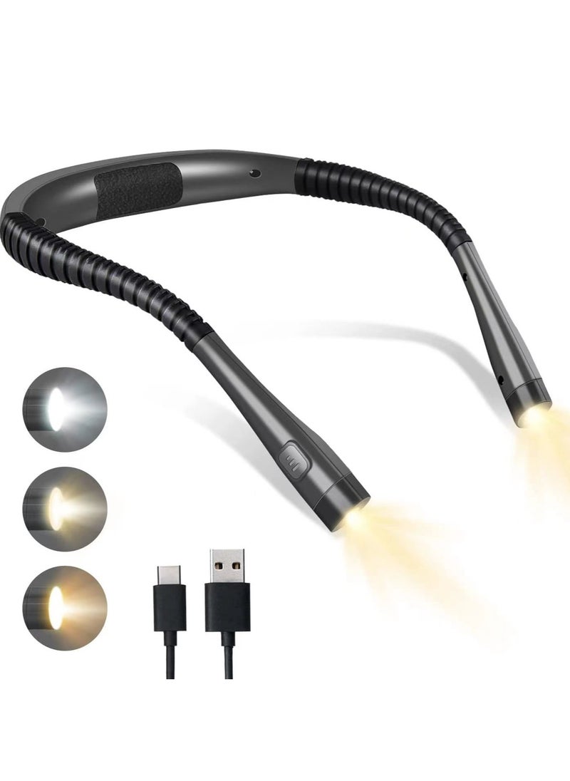 General LED Neck Reading Light, Book Light for Reading in Bed, 3 Colors, 6 Brightness Levels, Bendable Arms, Rechargeable, Long Lasting, Perfect for Reading, Knitting, Camping, Repairing  - Image 1