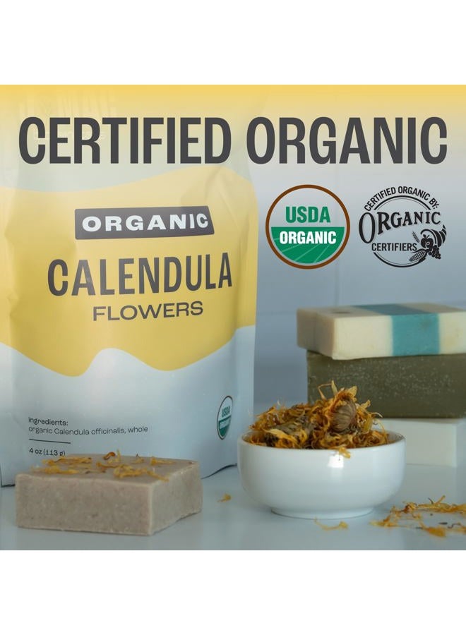 J Mac Botanicals, Organic Calendula Flower (16 ounce), whole dried flowers and petals, loose leaf tea, marigold flower, USDA Certified Organic. Great for loose leaf teas, cocktail bombs, salve - Image 3