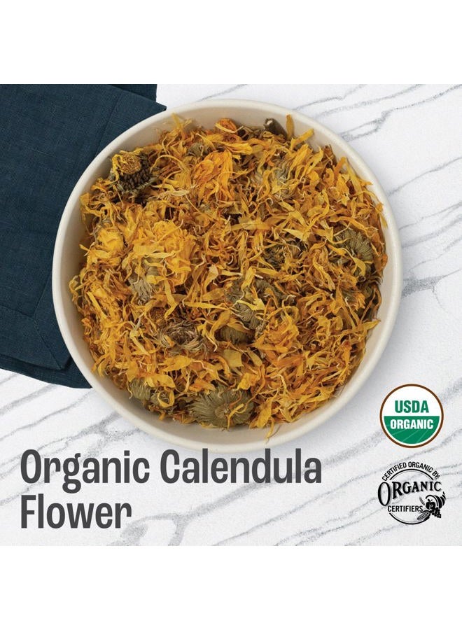 J Mac Botanicals, Organic Calendula Flower (16 ounce), whole dried flowers and petals, loose leaf tea, marigold flower, USDA Certified Organic. Great for loose leaf teas, cocktail bombs, salve - Image 2