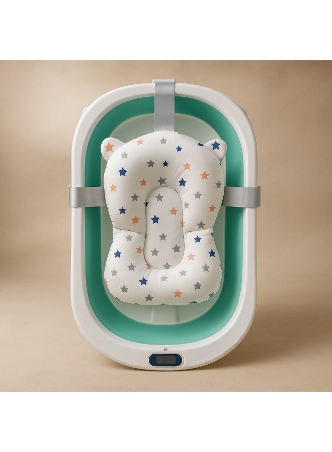 Foldable Silicone Baby Bath Tub with Cushion & Built-in Thermometer – Space-Saving, Non-Slip, Easy to Clean – 70×40×20 cm - Image 1