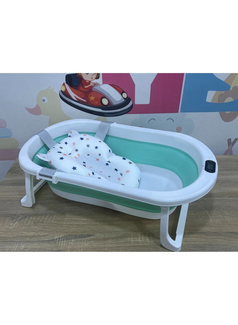 Foldable Silicone Baby Bath Tub with Cushion & Built-in Thermometer – Space-Saving, Non-Slip, Easy to Clean – 70×40×20 cm - Image 2
