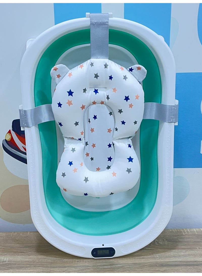 Foldable Silicone Baby Bath Tub with Cushion & Built-in Thermometer – Space-Saving, Non-Slip, Easy to Clean – 70×40×20 cm - Image 3