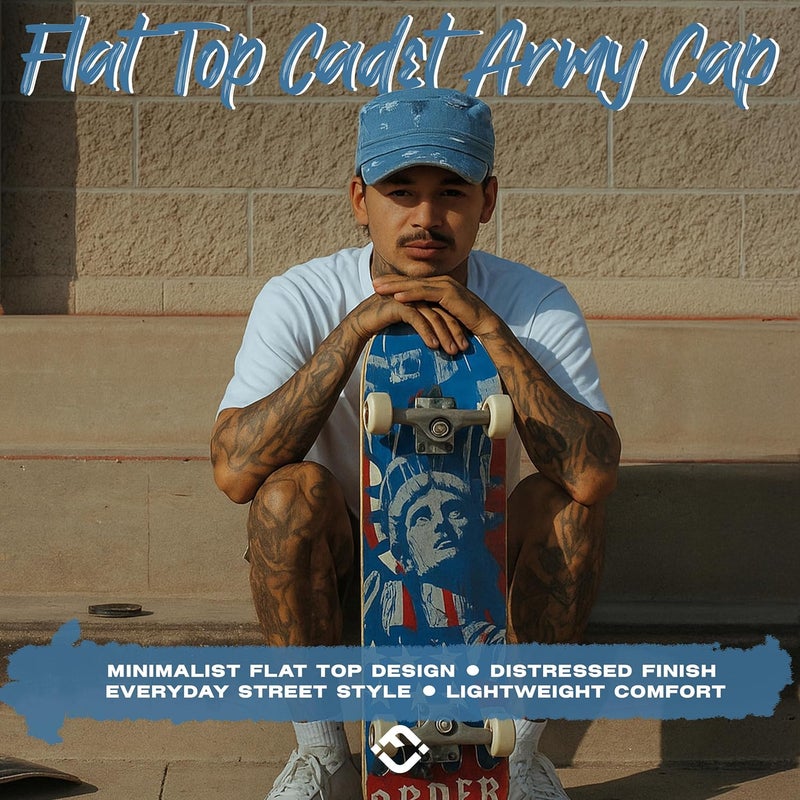 Funky Junque Distressed Military Hat – Newsboy Hats for Women, Short Brim Army Baseball Cap, Womens Cadet Hat Trendy Style - Image 2