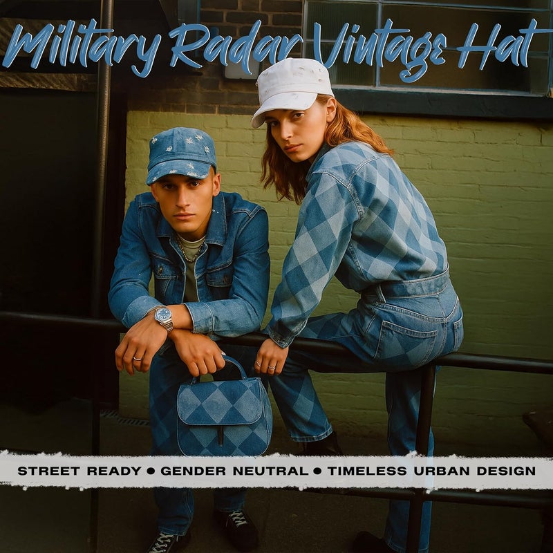 Funky Junque Distressed Military Hat – Newsboy Hats for Women, Short Brim Army Baseball Cap, Womens Cadet Hat Trendy Style - Image 4