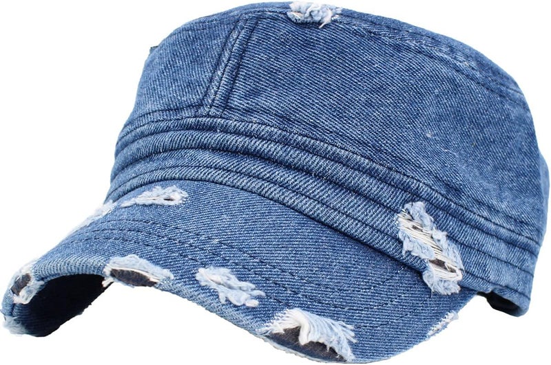 Funky Junque Distressed Military Hat – Newsboy Hats for Women, Short Brim Army Baseball Cap, Womens Cadet Hat Trendy Style - Image 1