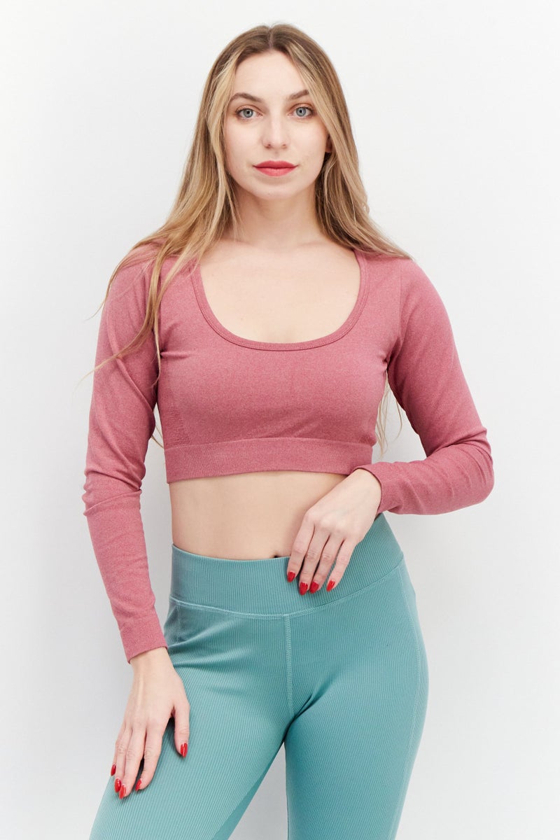 NEW LOOK Women Sportswear Fit Long Sleeves Training Top, Red - Image 1