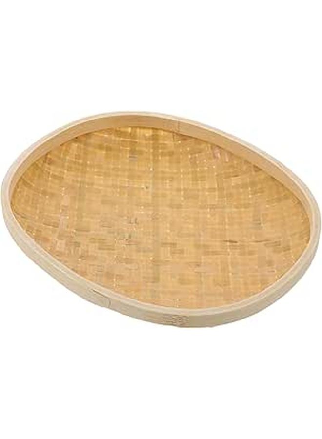 Handmade Round Bread Basket Kitchen Organizer Natural Rattan Storage Tray - Image 1