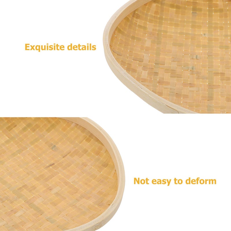 Handmade Round Bread Basket Kitchen Organizer Natural Rattan Storage Tray - Image 5