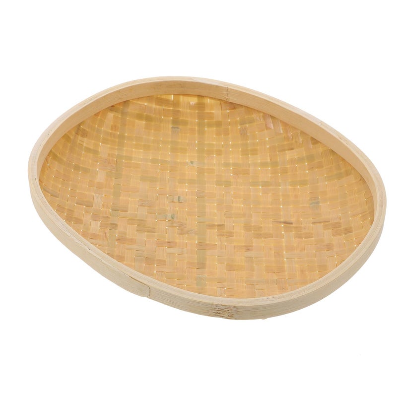 Handmade Round Bread Basket Kitchen Organizer Natural Rattan Storage Tray - Image 2