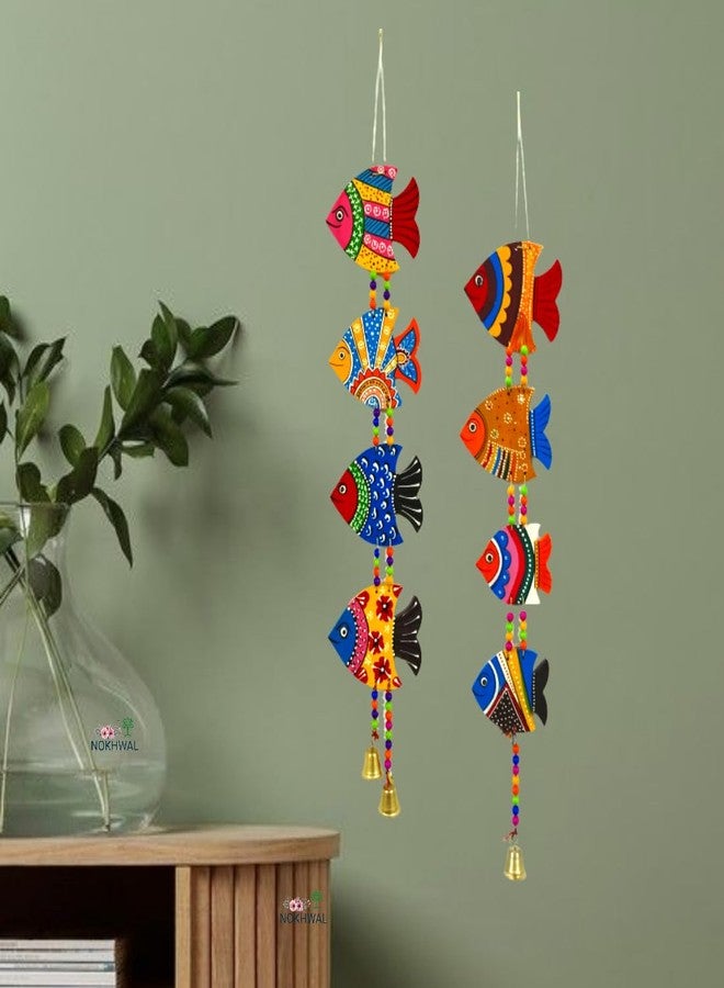 NOKHWAL Fish Hanging Handmade Hand Painted Fishes for Garden Main Door Balcony Wall Hanging Decoration Hanging Decorative Items for Room Office Wall Décor for Home (B) - Image 1