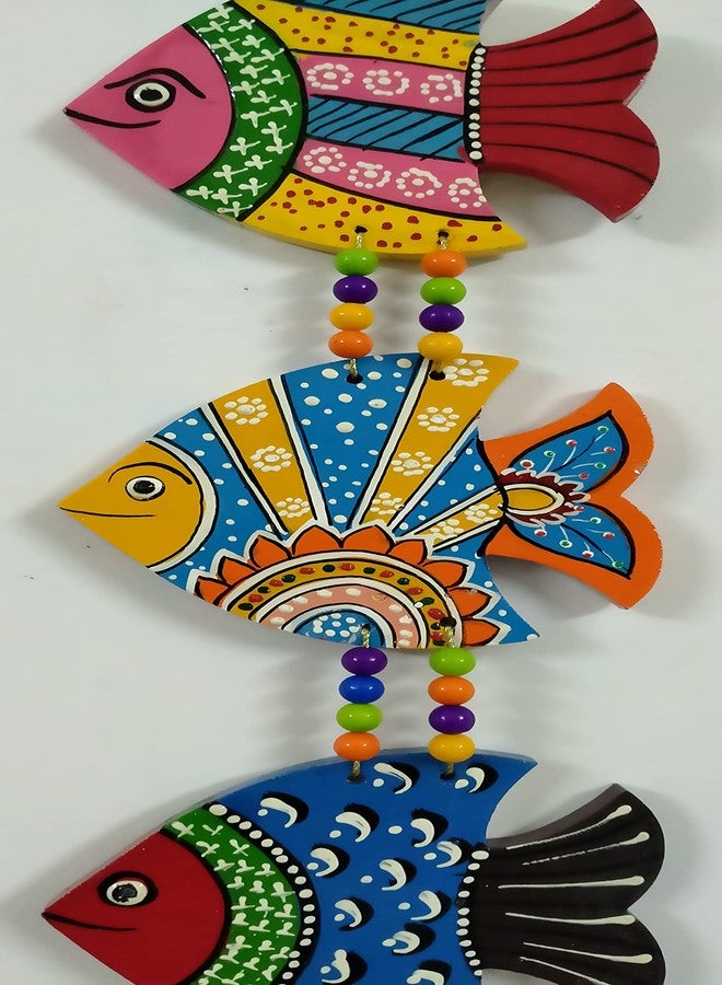 NOKHWAL Fish Hanging Handmade Hand Painted Fishes for Garden Main Door Balcony Wall Hanging Decoration Hanging Decorative Items for Room Office Wall Décor for Home (B) - Image 3