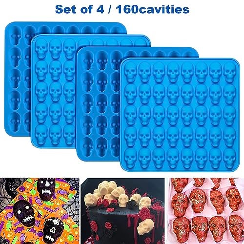Sidosir 4Pcs Gummy Skull Chocolate Molds, Gummy Skull Candy Molds, Non-stick Silicone Candy Molds with 2 Droppers - Image 4