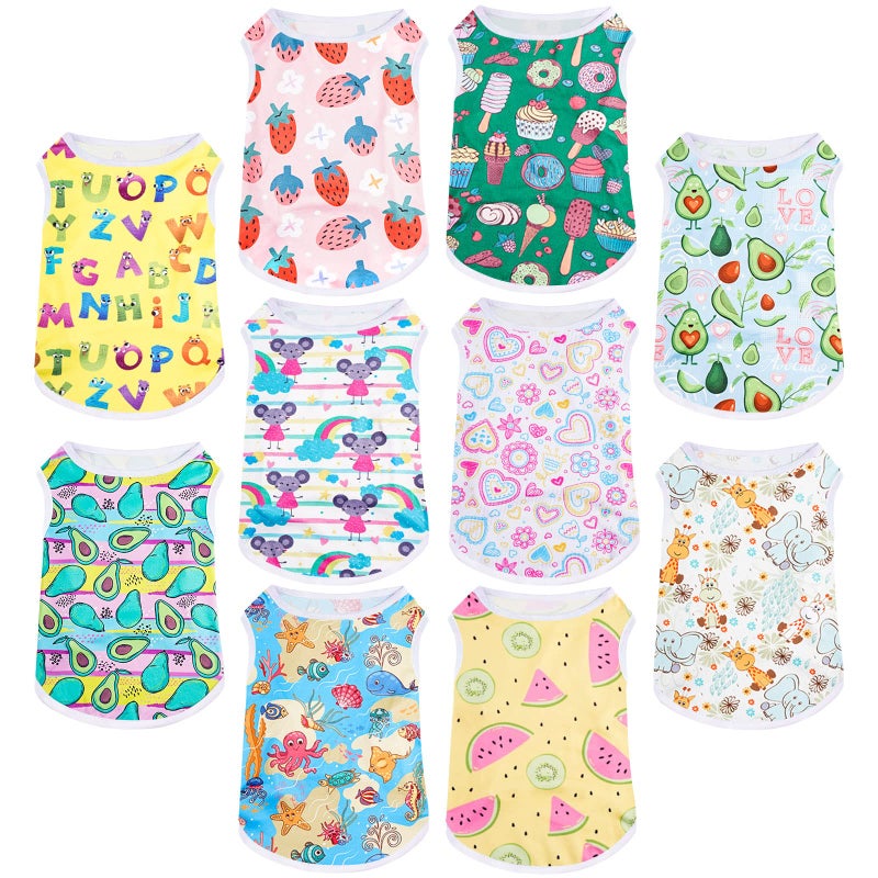 Saintrygo 10 Pcs Lovely Puppy Shirts Print Dog Clothes Breathable Summer Pet Cartoon Dog Shirt Clothes Sweatshirt for Puppy Cartoon Shirt Sweatshirt to Cat(Medium) - Image 1