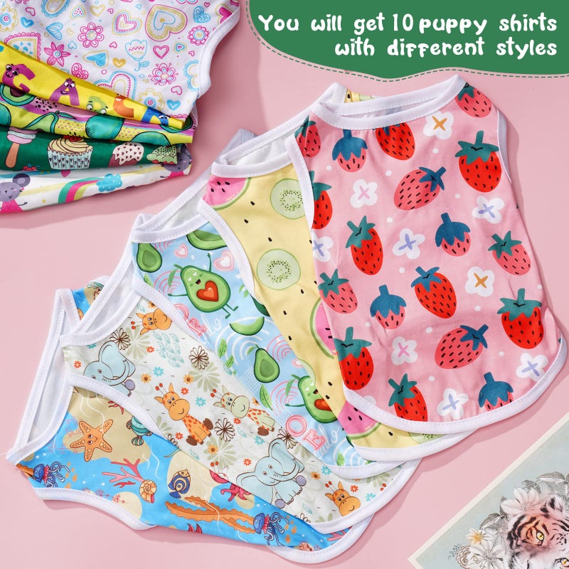 Saintrygo 10 Pcs Lovely Puppy Shirts Print Dog Clothes Breathable Summer Pet Cartoon Dog Shirt Clothes Sweatshirt for Puppy Cartoon Shirt Sweatshirt to Cat(Medium) - Image 4