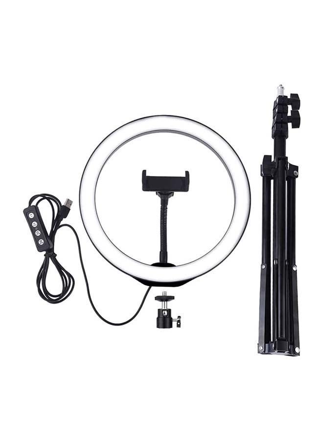 12-Inch LED Mobile Phone Ring Light with Stand White - Image 1