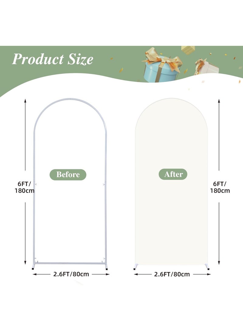 Bukela 6FT Beige Arch Backdrop Cover,Spandex Fitted Wedding Arch Stand Covers Round Top Chiara Arch Covers Stretchy Backdrop for Easter Birthday Party Ceremony Banquet Decoration - Image 3