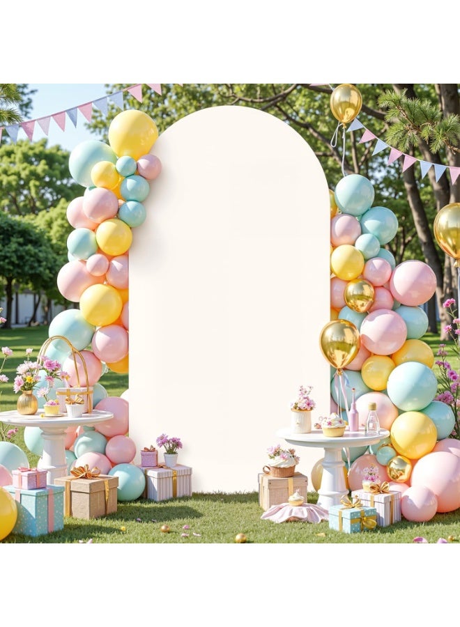 Bukela 6FT Beige Arch Backdrop Cover,Spandex Fitted Wedding Arch Stand Covers Round Top Chiara Arch Covers Stretchy Backdrop for Easter Birthday Party Ceremony Banquet Decoration - Image 4