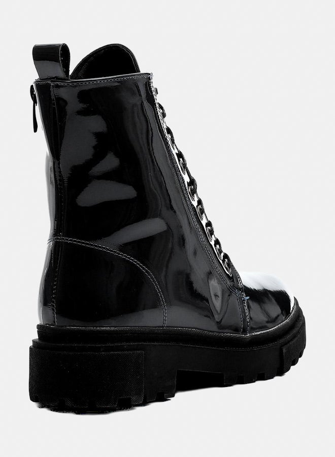 XO Style Leather Ankle Boot1200 Black - Image 3