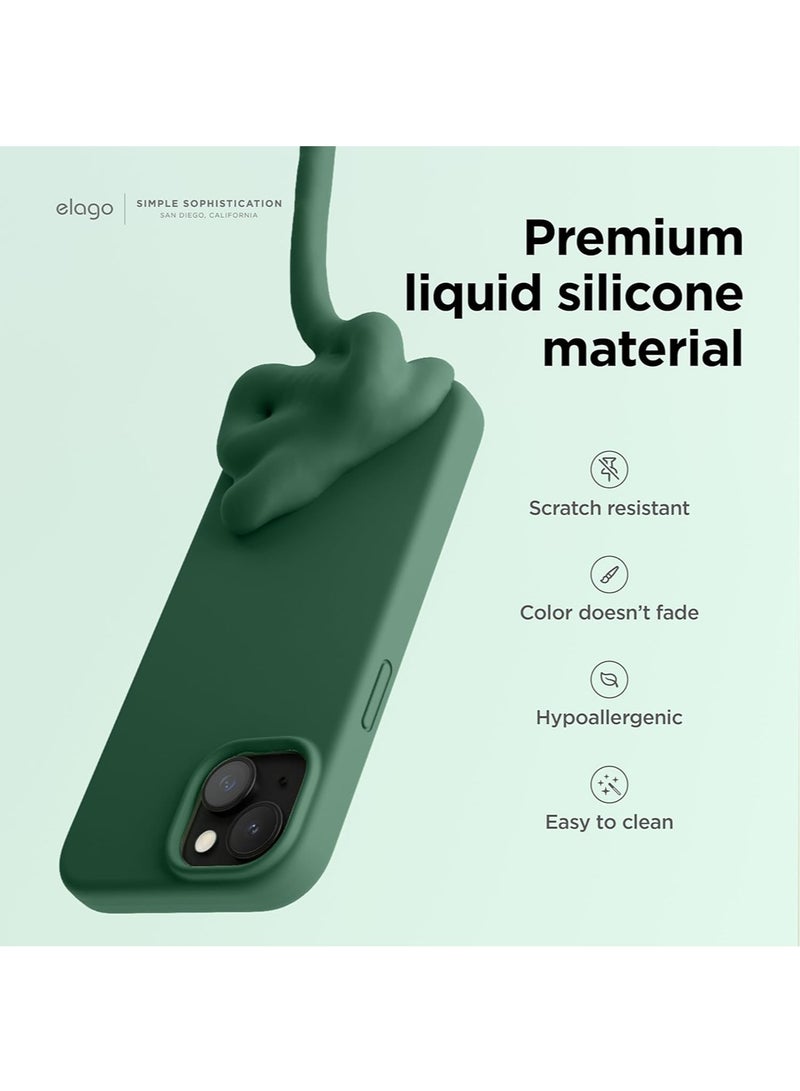 Elago Liquid Silicone for iPhone 15 Case Cover Full Body Protection, Shockproof, Slim, Anti-Scratch Soft Microfiber Lining - Alpine Green - Image 3
