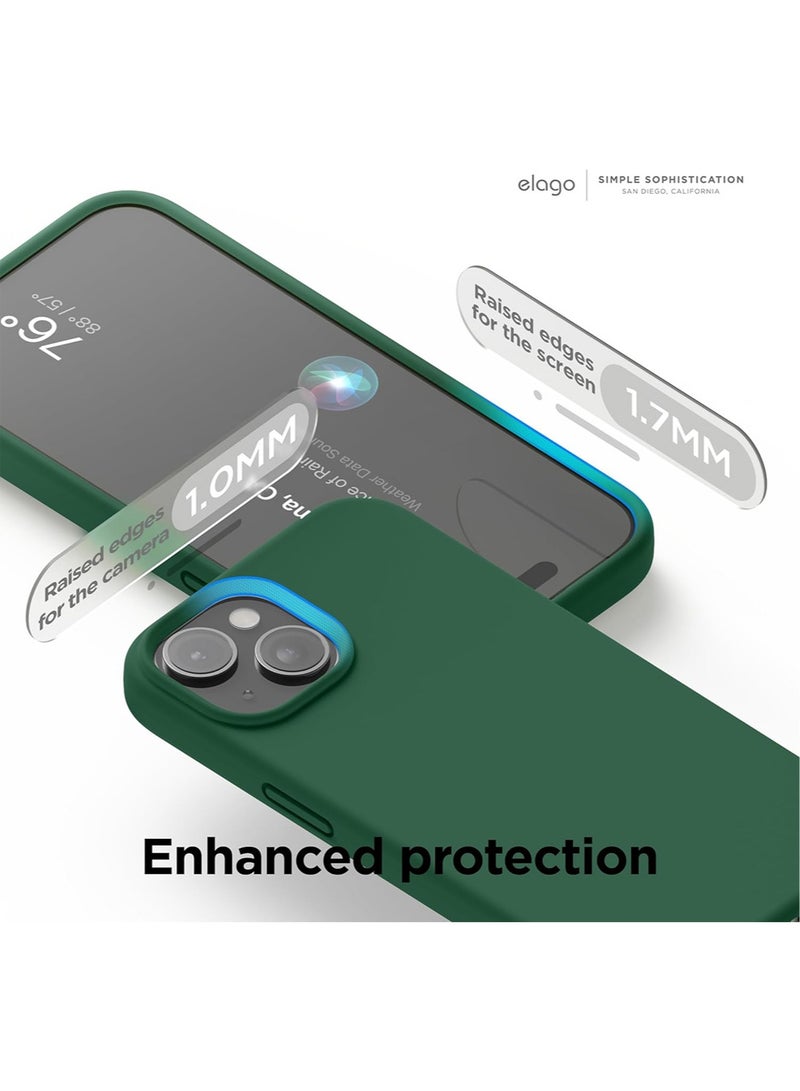 Elago Liquid Silicone for iPhone 15 Case Cover Full Body Protection, Shockproof, Slim, Anti-Scratch Soft Microfiber Lining - Alpine Green - Image 5