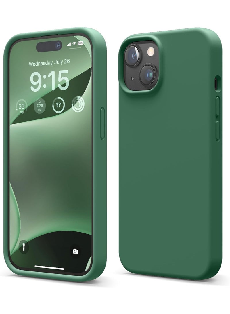Elago Liquid Silicone for iPhone 15 Case Cover Full Body Protection, Shockproof, Slim, Anti-Scratch Soft Microfiber Lining - Alpine Green - Image 1