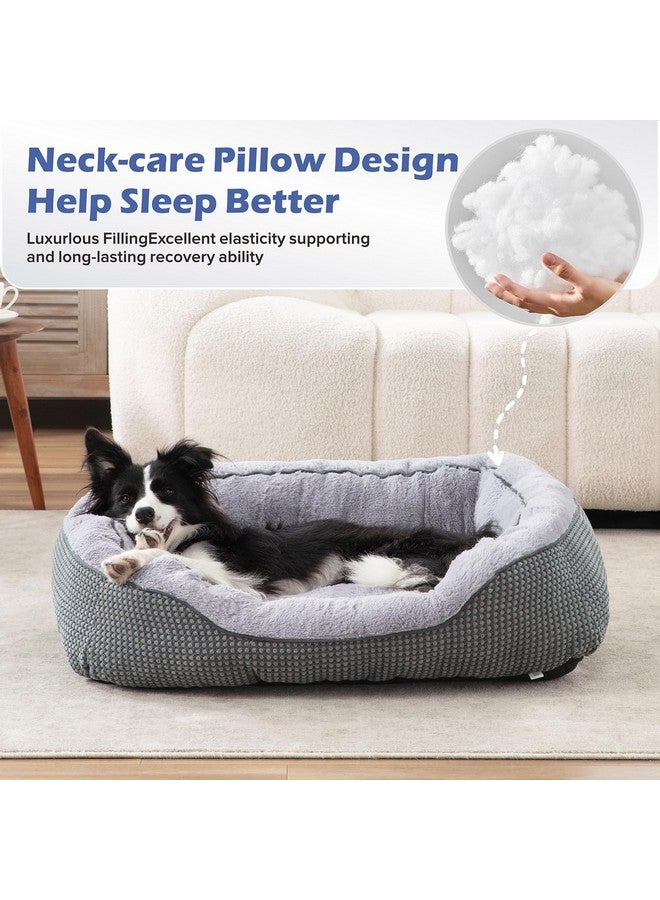 INVENHO Medium Dog Beds For Medium Dogs Washable, Rectangle Dog Bed Medium Size Dog, Orthopedic Dog Bed, Warming Soft Calming Sleeping Puppy Bed Durable Pet Bed With AntiSlip Bottom M(30"X24"X9") - Image 3