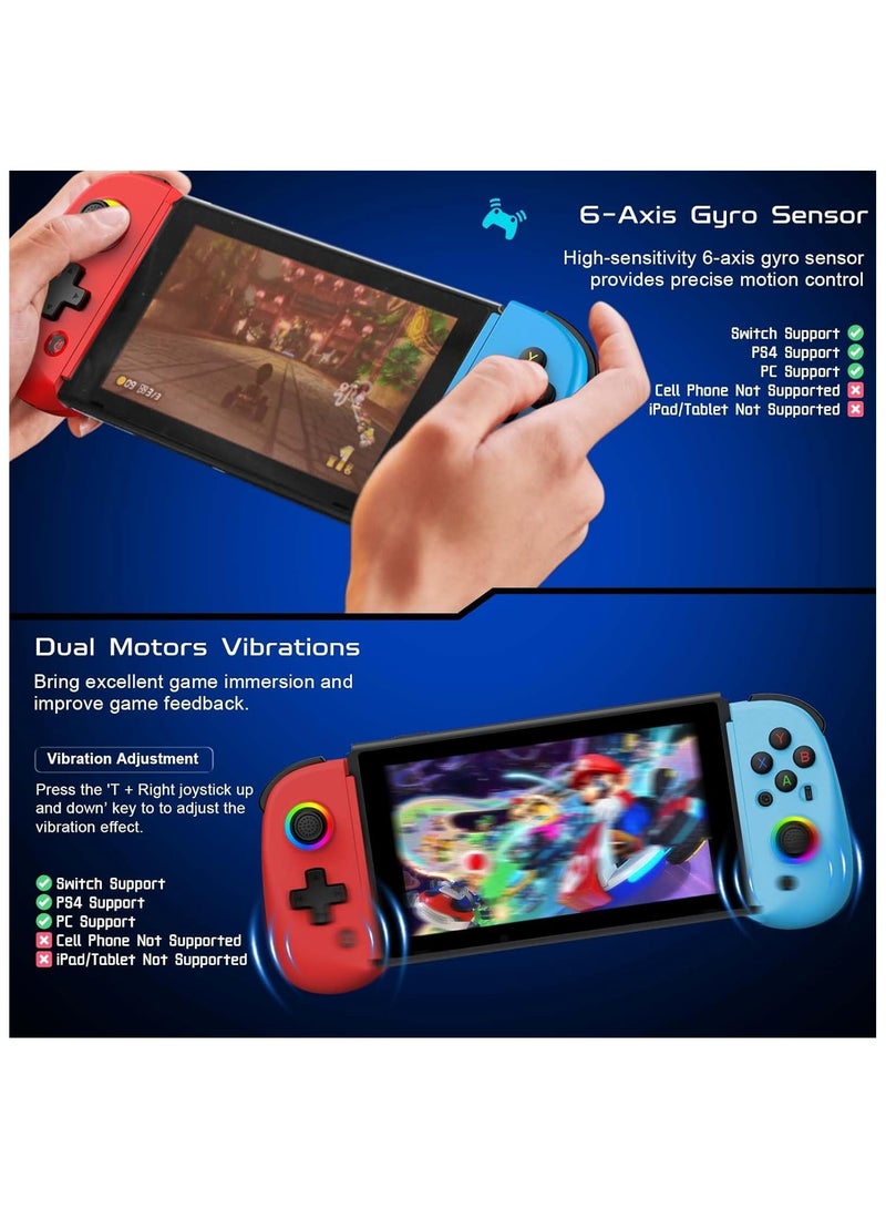 D8 Wireless Mobile Gaming Controller for IOS & Android, Bluetooth Smartphone/Tablet Handheld Joystick Gamepad with Adjustable Clip for iPhone/iPad/Samsung etc.Support Xbox/PS3/4/Switch/PC (Red+Blue)  - Image 2