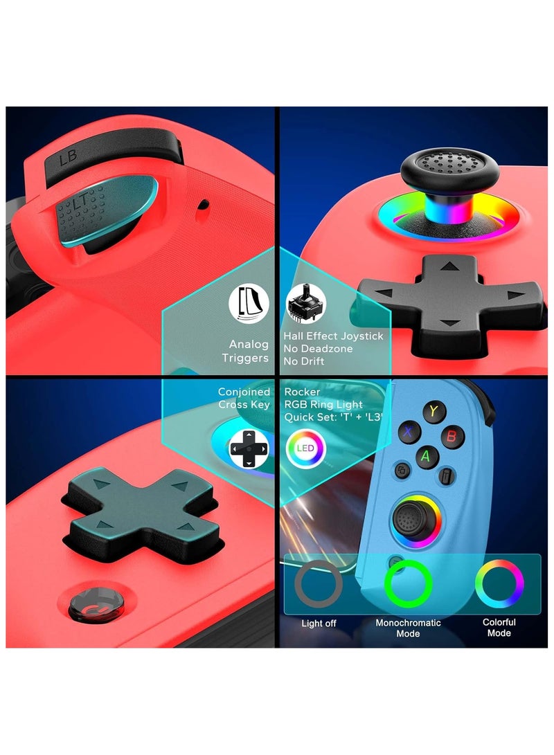 D8 Wireless Mobile Gaming Controller for IOS & Android, Bluetooth Smartphone/Tablet Handheld Joystick Gamepad with Adjustable Clip for iPhone/iPad/Samsung etc.Support Xbox/PS3/4/Switch/PC (Red+Blue)  - Image 5