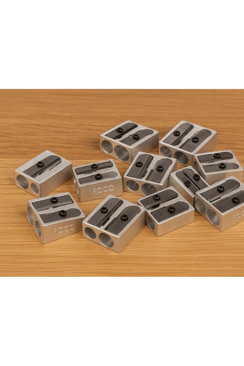 ROCO Pencil Sharpener Set – 10 Pieces Pack – Compact & Durable Manual Sharpeners - Image 3