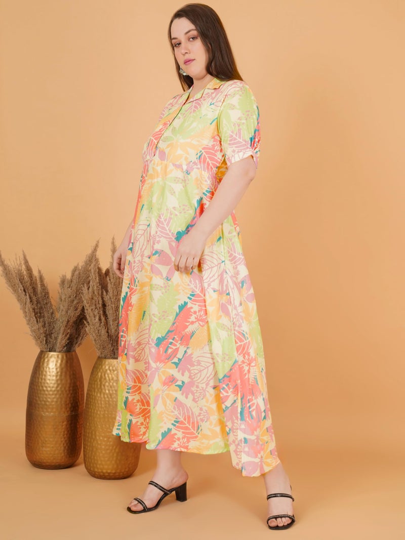 Indietoga Women's Plus Size Rayon Long Maxi Dress (P10001599_Multicolour Floral Print_7XL) - Image 5