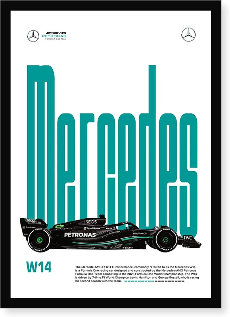 CodersParadise Mercedes Wall Art Poster | 8x12 Inch (A4) Framed Car Wall Décor | Sports Car Artwork for Bedroom, Living Room & Office, Hanging Wall Frames for Car Enthusiasts - Image 1