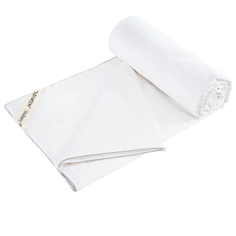 YOUR MOON Luxurious SummerSpring Lightweight Mulberry Silk Comforter Queen Size100 Natural Long Strand Silk Fill Duvet Blankets Luxury Bedding Summer Noiseless Cotton Shell White