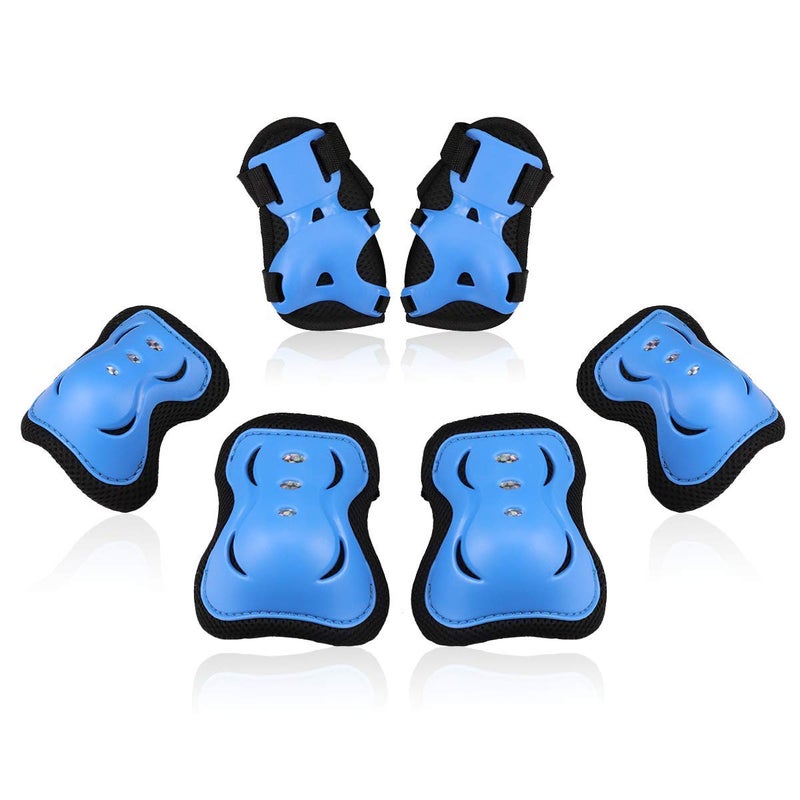 Kids/Youth Knee Pad Elbow Pads Guards Protective Gear Set for Roller Skates Cycling BMX Bike Skateboard Inline Skatings Scooter Riding Sports (Black / Blue, Small (3-8 years))