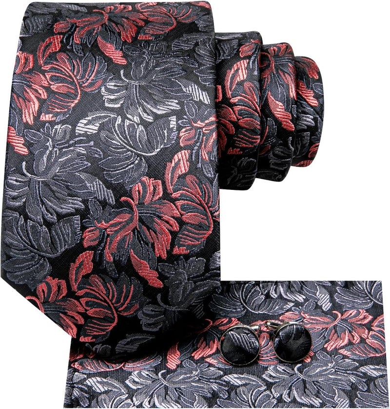 Hi-Tie Men's Tie Sets Silk Paisley Striped Necktie Pocket Square Cuff-links Sets Wedding Business Holiday - Image 2