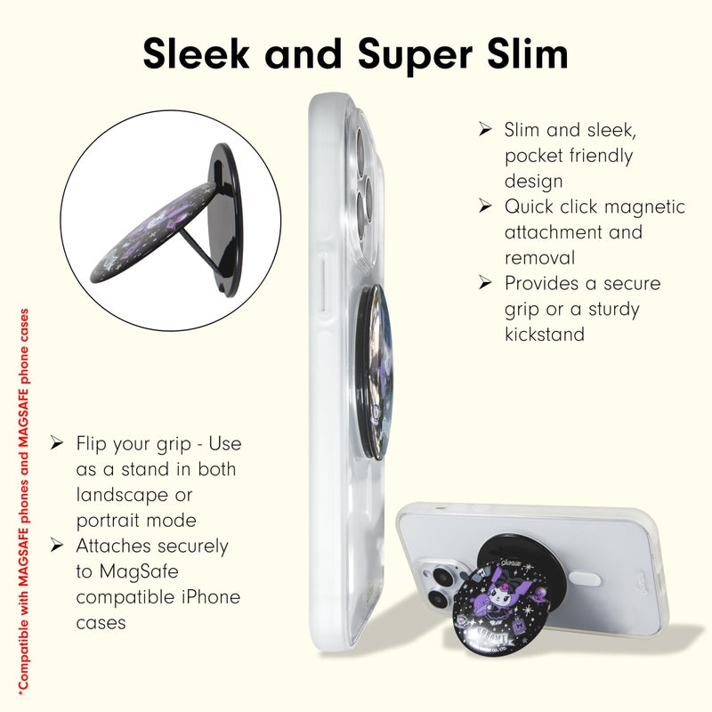 سونيكس x Sanrio MagLink Snap Grip | Magnetic Phone Grip Holder and Collapsible Kickstand | Compatible with MagSafe | Kuromi Fortune Teller - Image 2