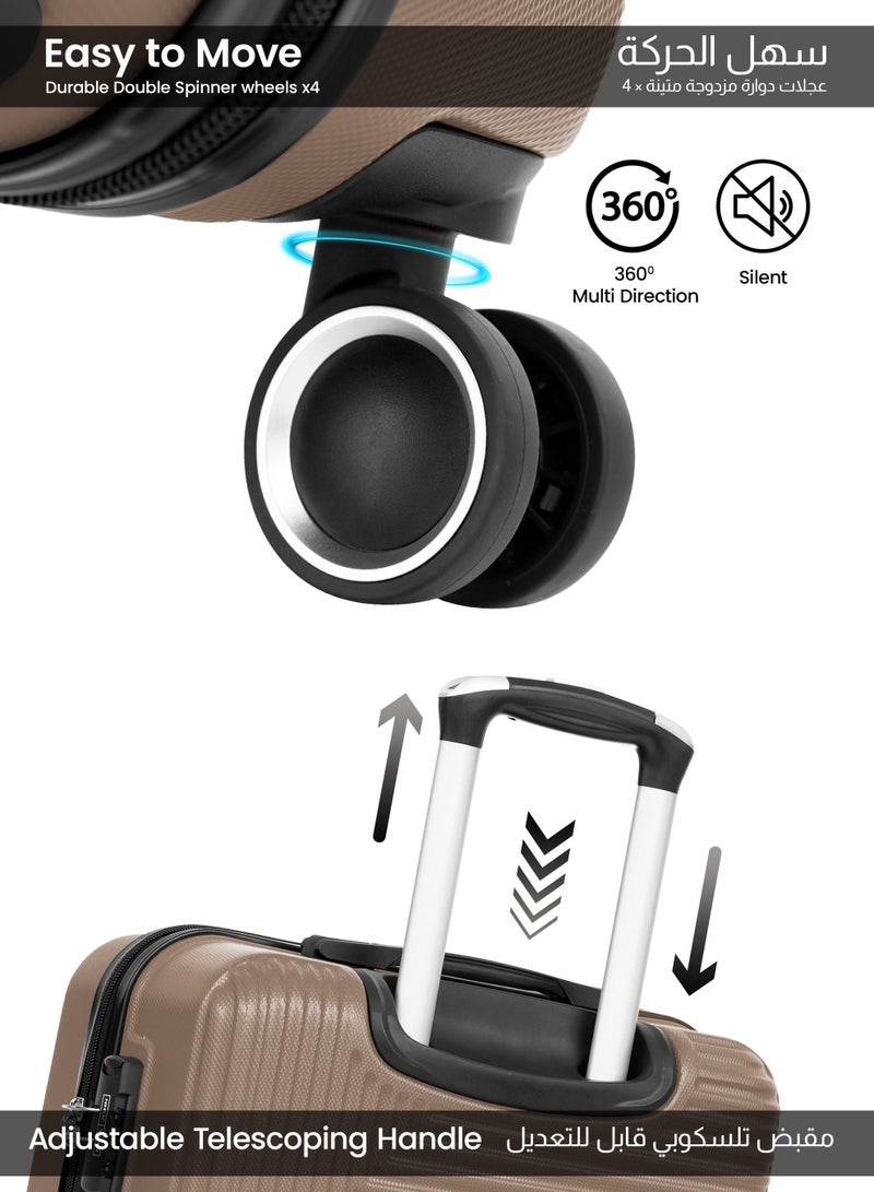 PARAJOHN ABS Material 3-Piece Hardsided Luggage Set | 4-Wheel Spinner Trolley | Small (10kg), Medium (20kg), Large (30kg)Dark grey - Image 3