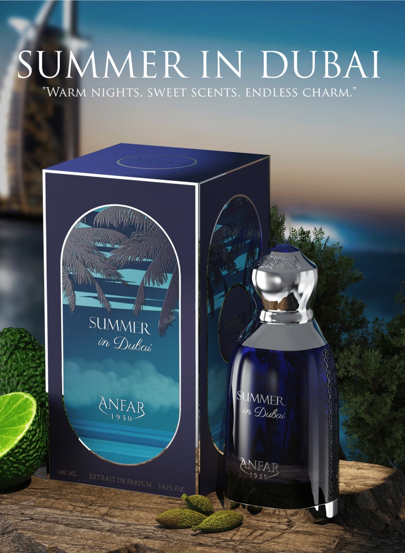 Anfar 1950 Summer in Dubai Eau de Parfum 100ml – Fresh Citrus, Cardamom & Musk | Long Lasting Men’s Perfume | Luxury Arabic Fragrance EDP - Image 1