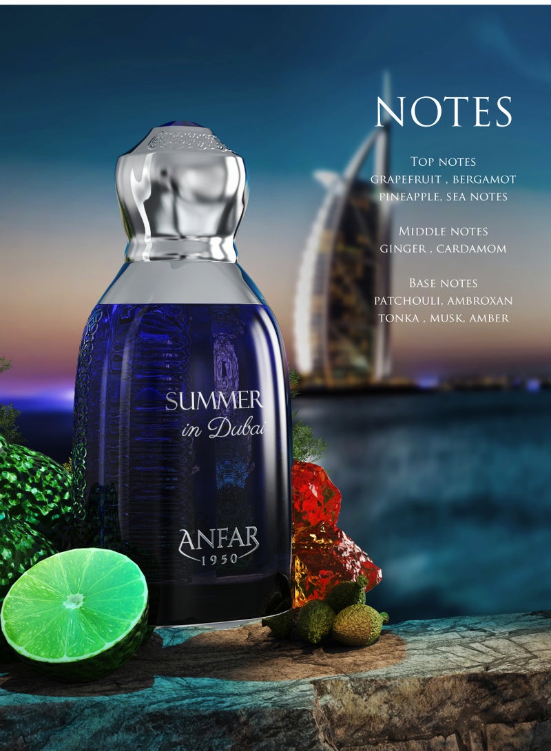 Anfar 1950 Summer in Dubai Eau de Parfum 100ml – Fresh Citrus, Cardamom & Musk | Long Lasting Men’s Perfume | Luxury Arabic Fragrance EDP - Image 2