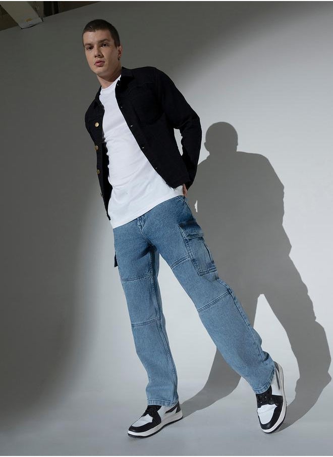 Hubberholme - Mid Rise Regular Fit Jeans with Cargo Pockets by Styli - Image 1