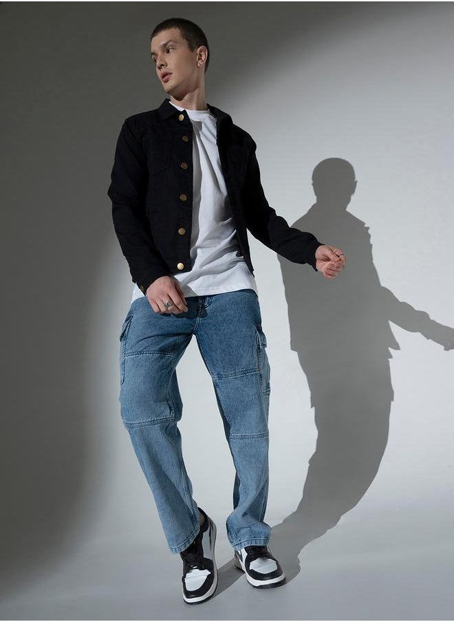 Hubberholme - Mid Rise Regular Fit Jeans with Cargo Pockets by Styli - Image 1