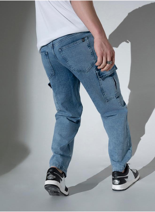 Hubberholme - Mid Rise Regular Fit Jeans with Cargo Pockets by Styli - Image 1