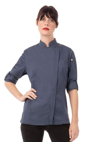 Chef Works Women's Hartford Chef Coat, Blue, Large - Image 1