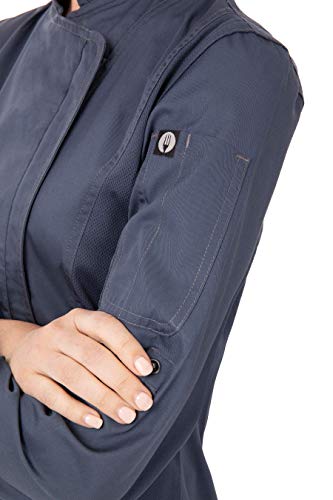 Chef Works Women's Hartford Chef Coat, Blue, Large - Image 4