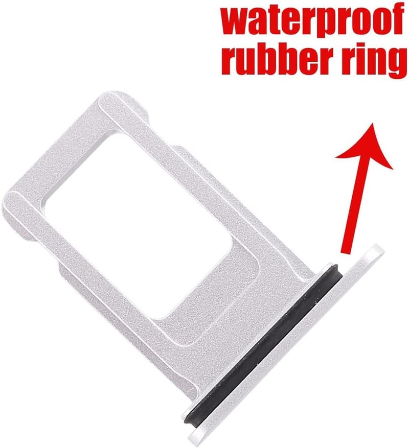 Perzework حامل فتحة بطاقة SIM بديل لجهاز آيفون XR (أبيض) مع حلقة مطاطية مقاومة للماء ودبوس إخراج (نسخة شريحة واحدة) - Image 2