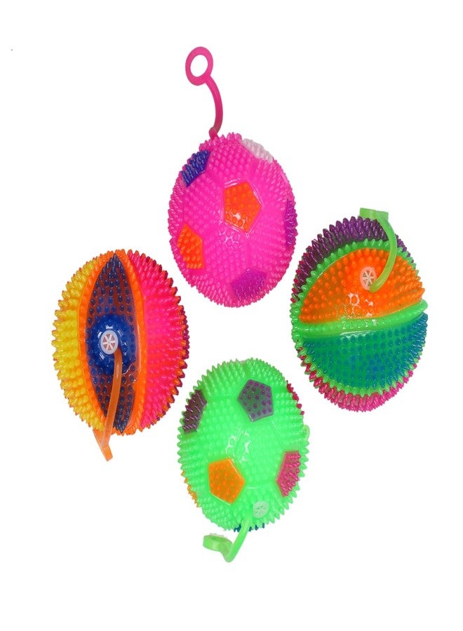 KYNA Set of 4 Pieces Light Up and Sound Making Bouncing Ball Stress Buster Soft Squishy Puffer Balls for Kids Boys and Girls Random Colours - Image 1