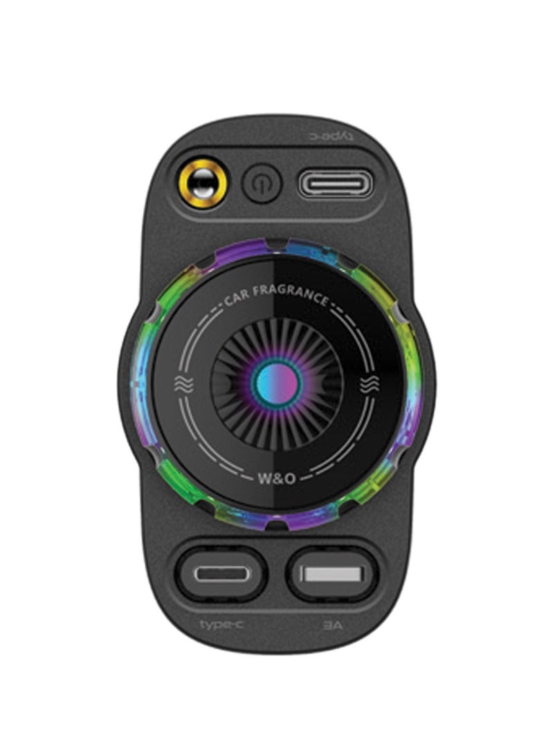 porodo Aromaglow Fast Car Charger 120W with Aromatherapy Diffuser / Car Charger with Air Diffuser / LED Starry Lights / 80cm 2× Retractable Cable / Car Charger with RGB Lights - Black - Image 4