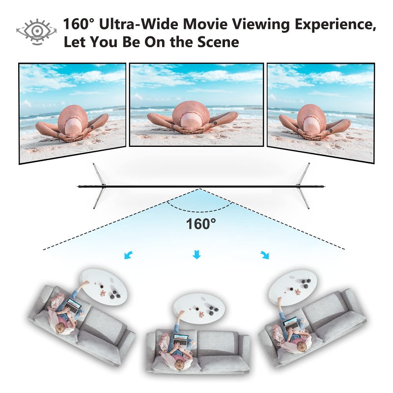 Vamvo Projector Screen with Stand, Vamvo 100 inch Portable Foldable Projection Screen with Aluminum Alloy Stand Outdoor Movie Screens with Carrying Bag for Home Theater Camping and Recreational Events - Image 4